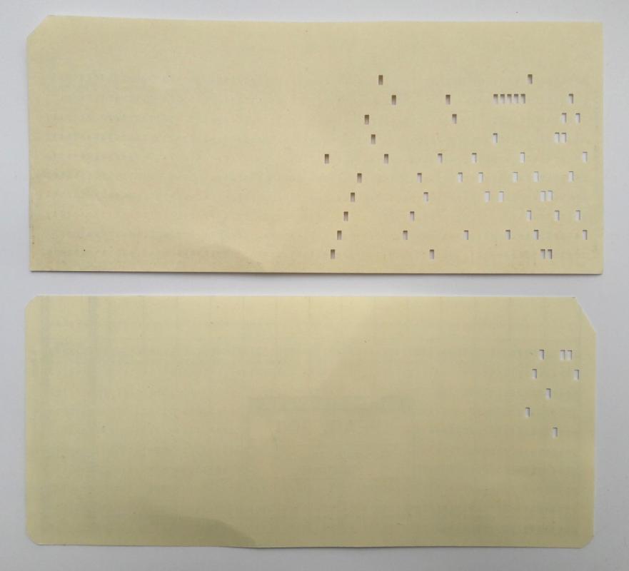 Back of the two punched cards