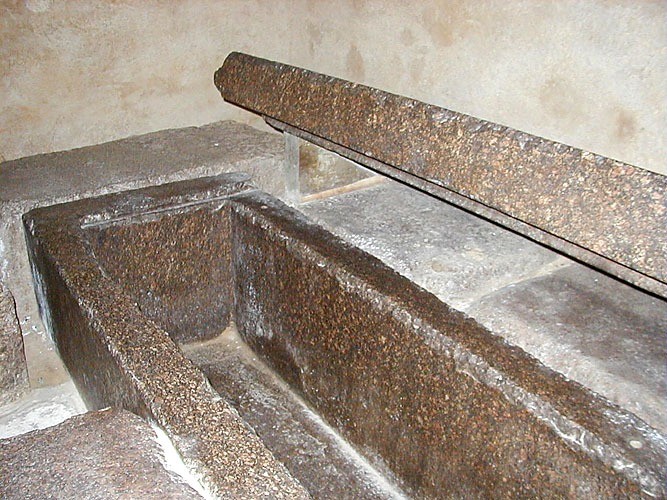 Close up of Khafre's Granite Sarcophagus which was found with its lid removed and empty by Belzo
