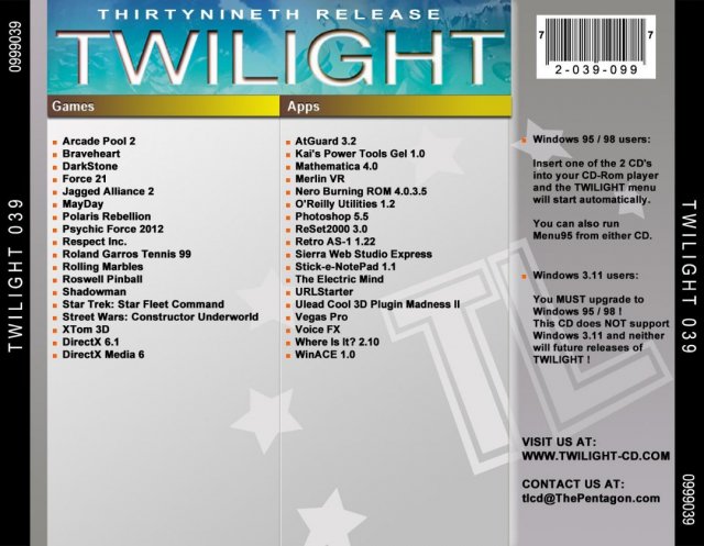 Twilight Dutch Edition - Thirtynineth Release back cover.
