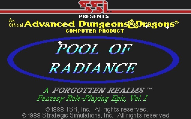 Pool of Radiance for the Commodore 64 Title screen