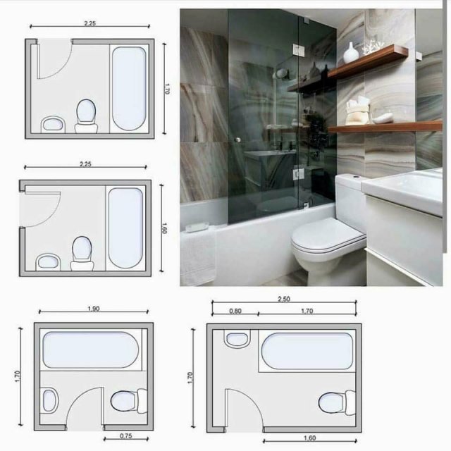 Standard dimensions -Arrangement and Planning for Small Bathrooms