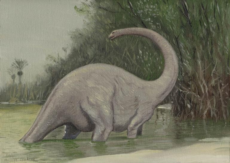 Artistic representation of the Mokele-mbembe, the mysterious monster that lives in the swamps of Con