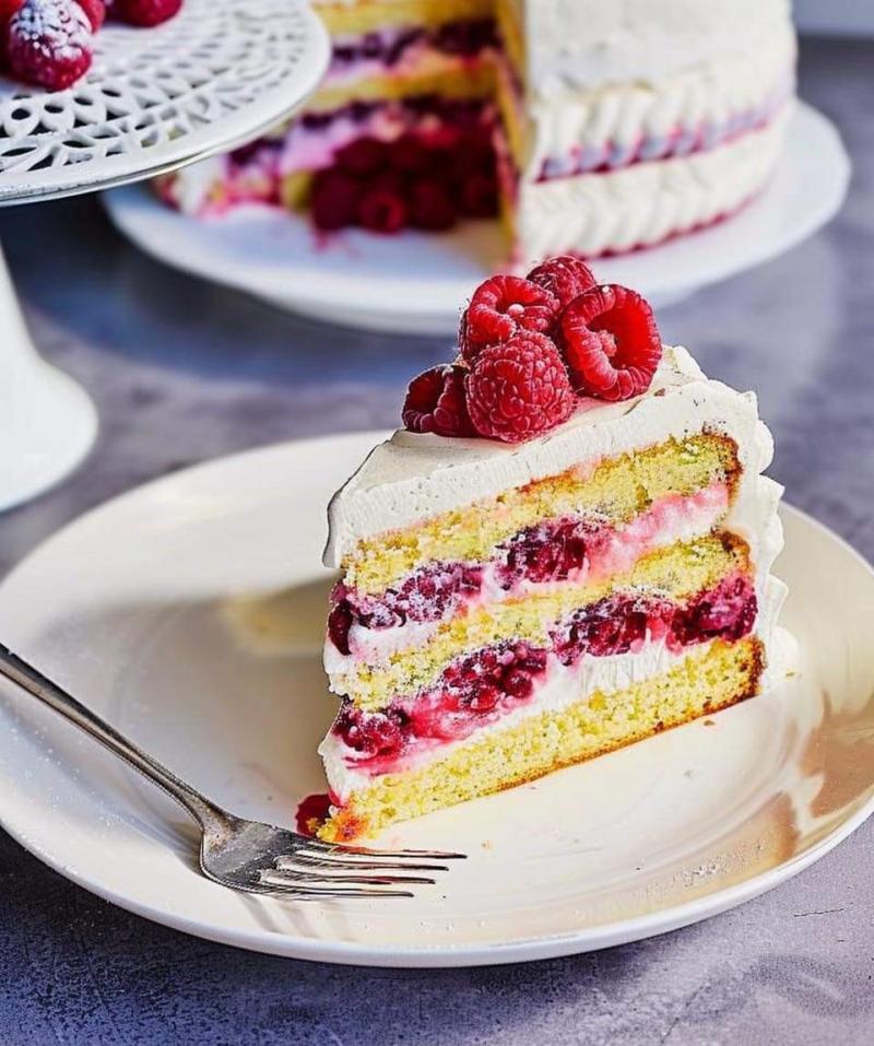 Raspberry Layer Cake with Cream Cheese Frosting 🍰🎉