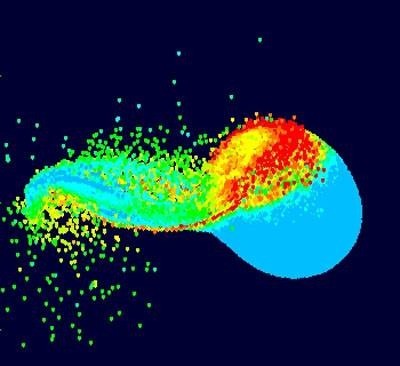 Computer simulations of the impact between Theia and the Earth