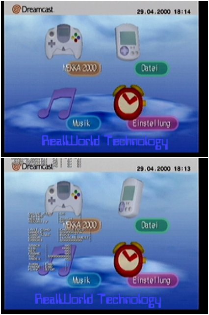Dreamcast mainmenu at MS2000 (top) and Remember the GD debug function ? (bottom)
