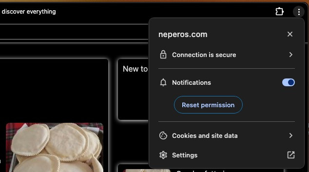 Figure 6: activate/deactivate Neperos notifications.