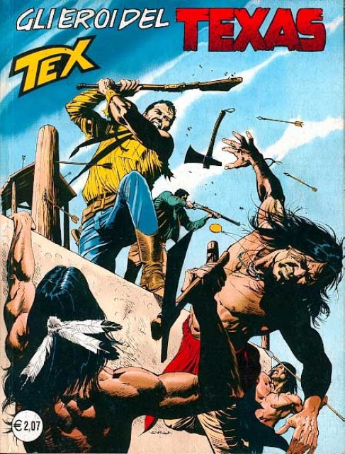 Tex Nr. 499: Gli eroi del Texas front cover (Italian).