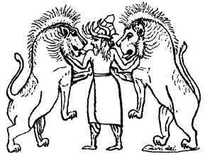 King Thor taming Phrygian Lions (emblematic of indigenous tribes)