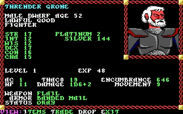 Pool of Radiance for the PC MS-DOS