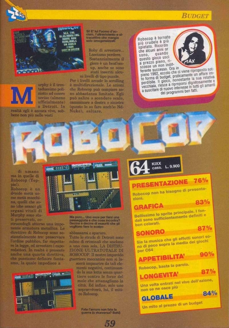 The defective version of RoboCop for the Commodore 64