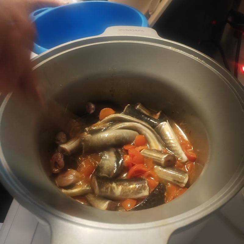 Mischiate le anguille con il pomodoro e mettete a cuocere 1.5h high