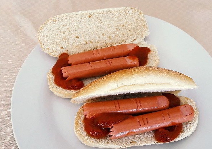 Hot Dog with bloody finger for halloween