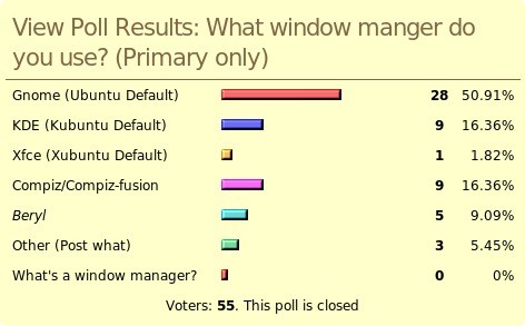 Pool results: What window manager do you use ?