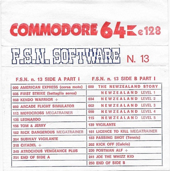 ALGA SOFT cassette for the Commodore 64