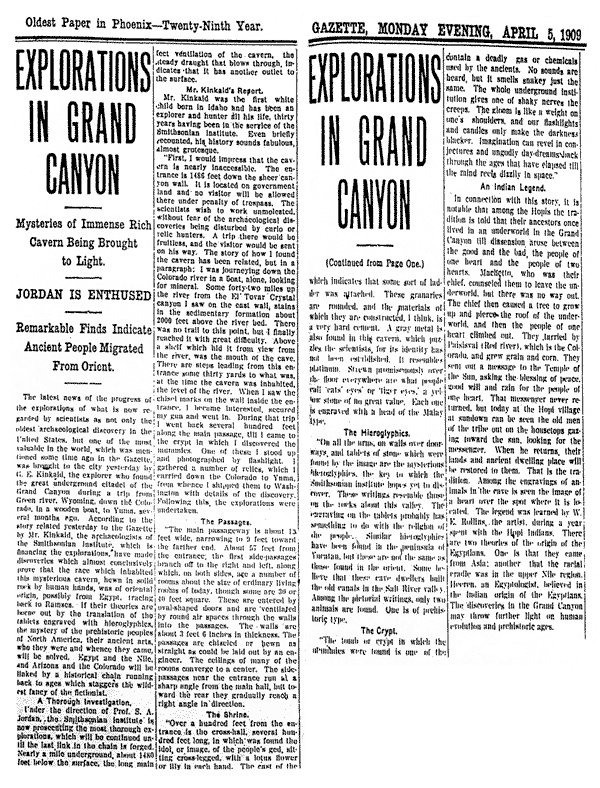 The Arizona Gazette article from April 5, 1909
