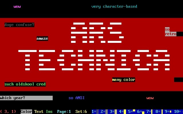 I fired up TheDraw to make some bitchin' ANSI art myself, but discovered that I cannot art any bette