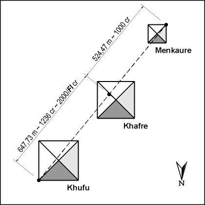Fig. 4 - The pyramid of Khafre in relation to the diagonal of the greater rectangle of Giza
