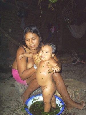Marubo woman with her son - Brazil