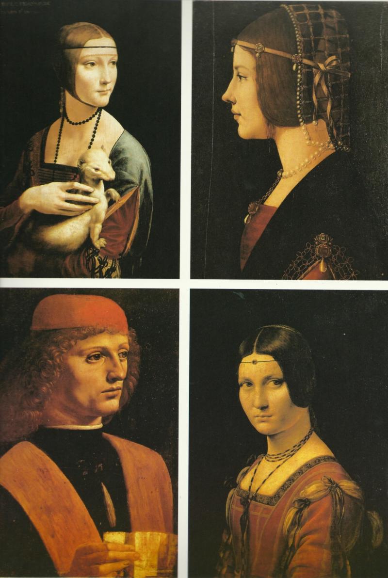 Figure 14: Lady with an Ermine (top left); Portrait of a Lady with the pearl net (top right); Portra