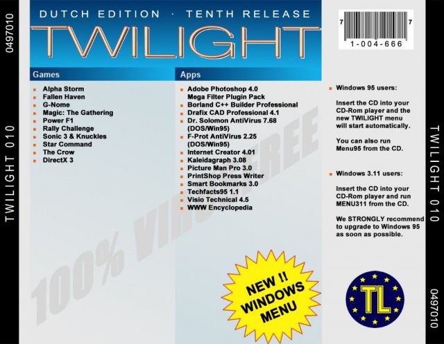 Twilight Dutch Edition - Tenth Release back cover.