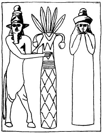Enlil and Ninkharsag (Ninlil). <br>Note the Gothic head-dress and the goatee beard - similar to his 