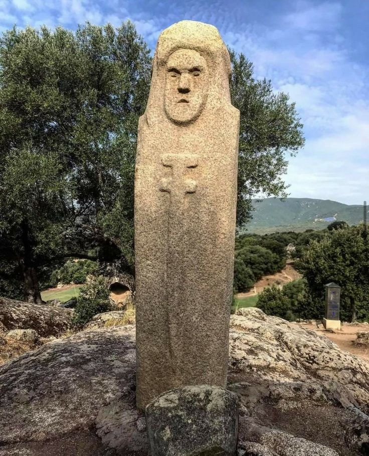 A Menhir carved by an unidentified clan in the ancient site of Filitosa in Corsica.