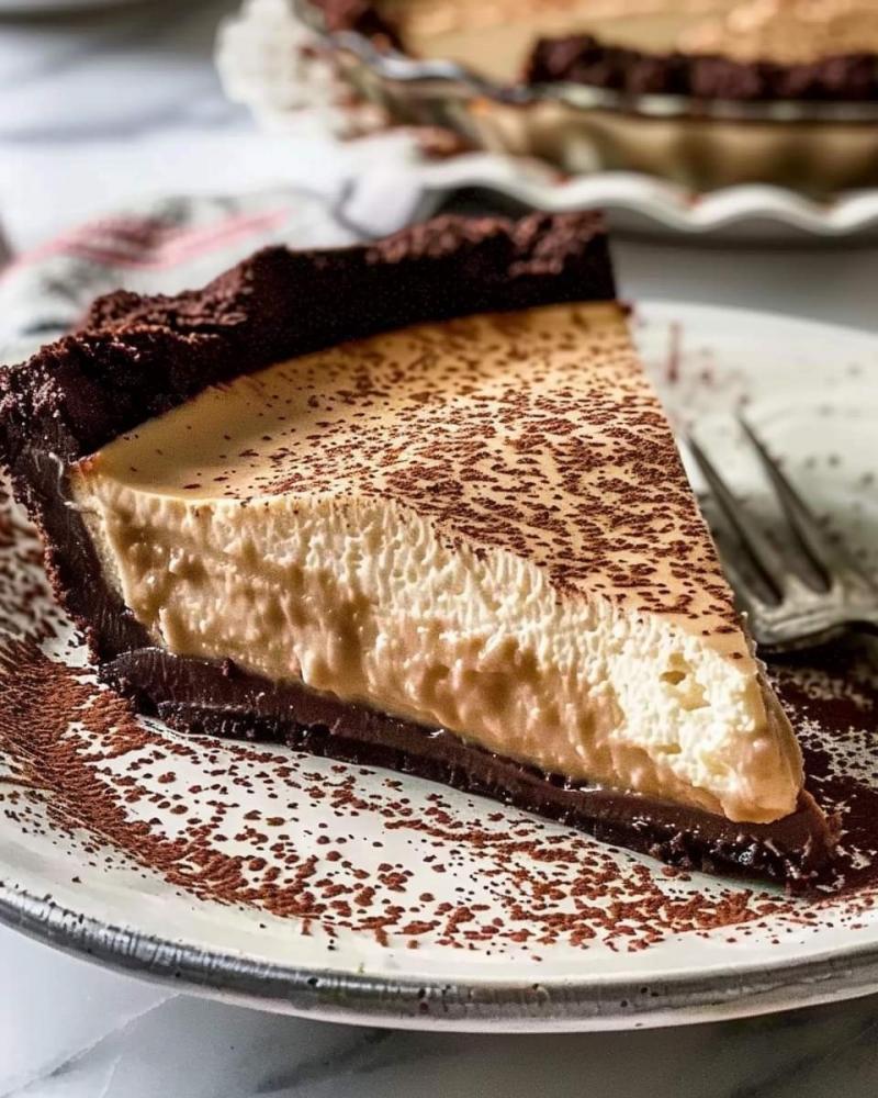 Coffee Custard Pie with Chocolate Pastry Crust ☕🥧
