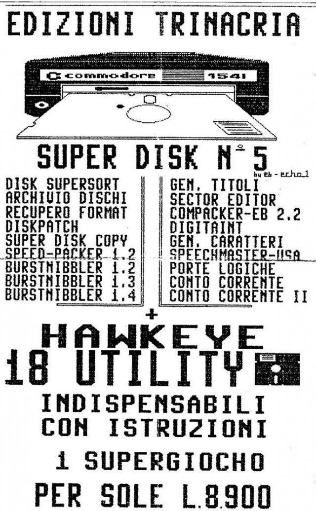Edizioni Trinacria Super Disk N° 5 for the Commodore 64.