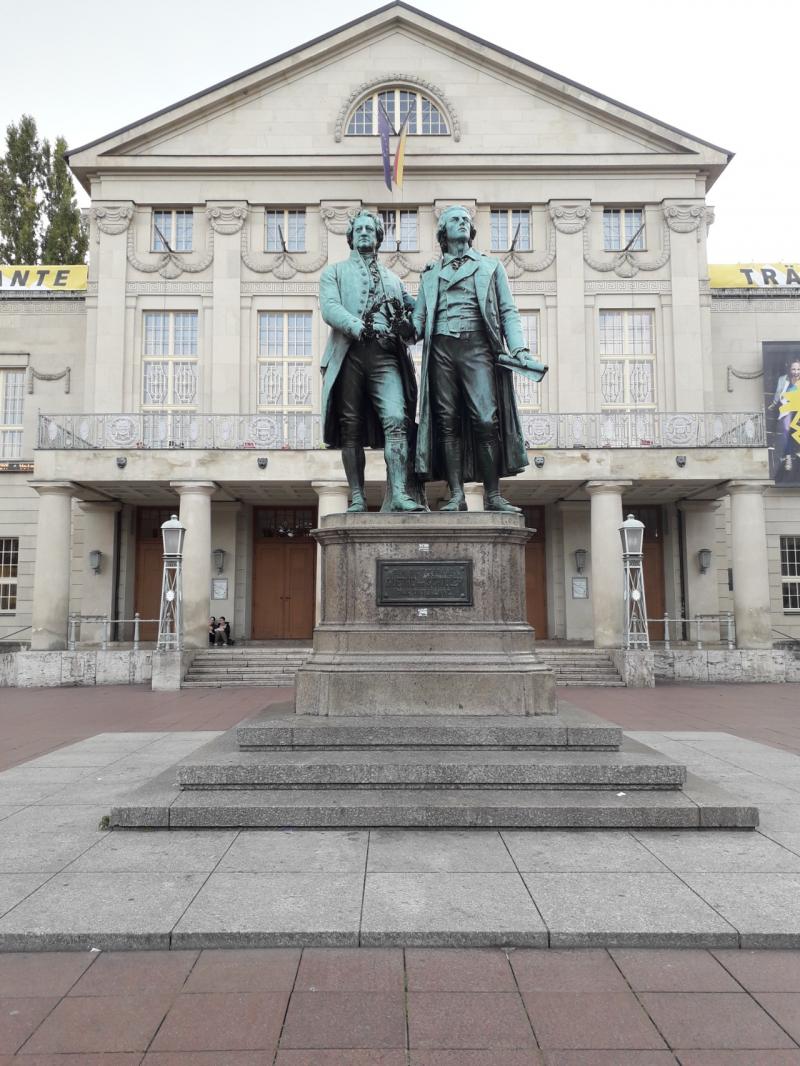 The famous Goethe–Schiller Monument in Weimar