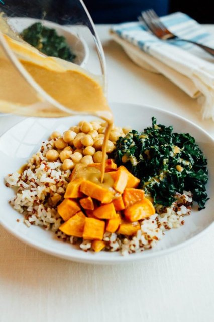 Kale and Sweet Potato Brown Rice Bowls (with video)