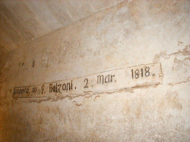 On the South wall of the main chamber of Khafre's Pyramid is the name of Giovanni Belzoni an Ita