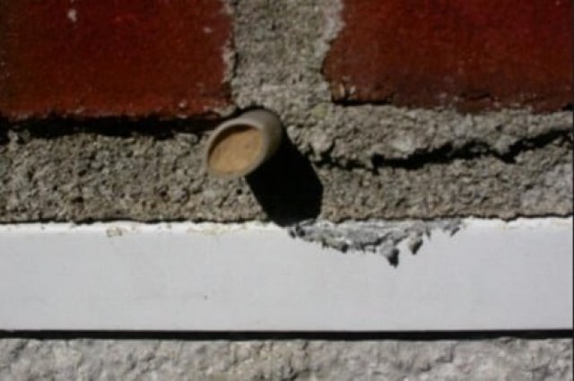 Fig.6: Clogged Weep Hole Needs Cleaning in Masonry Wall