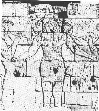 Fig. 7: Iconography of God Apedemak in his three-headed hypostasy. Relief of the Lion temple from Na