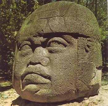 Olmec colossal basalt head in the Museo de la Venta, near Villahermosa, Tabasco, Mexico.