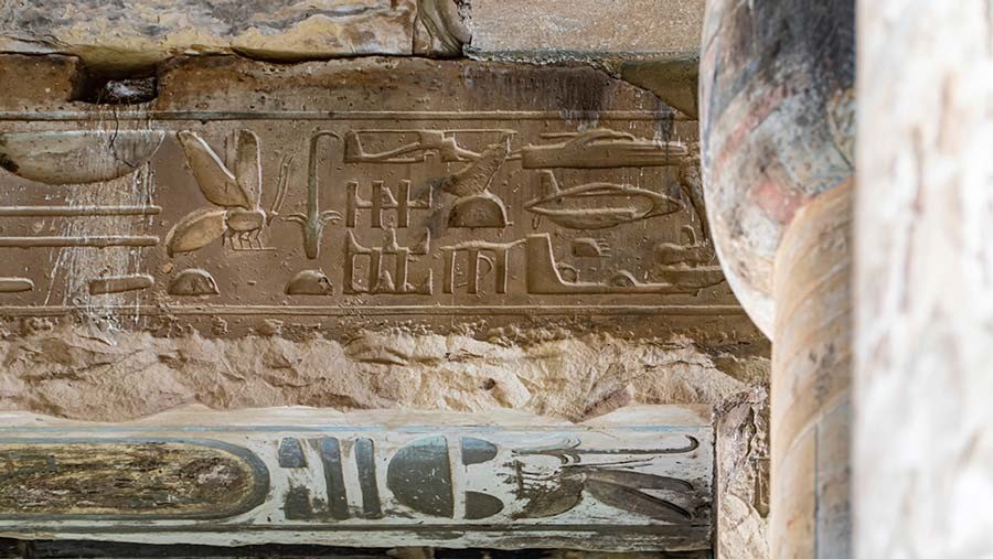 What are the strange hieroglyphics at the Temple of Seti I in Egypt?
