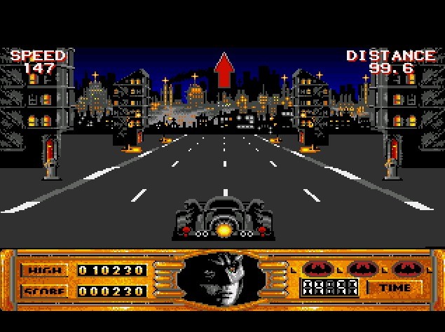 Batman: The Movie for the Amiga computer. In section two you have to drive the Batmobile.