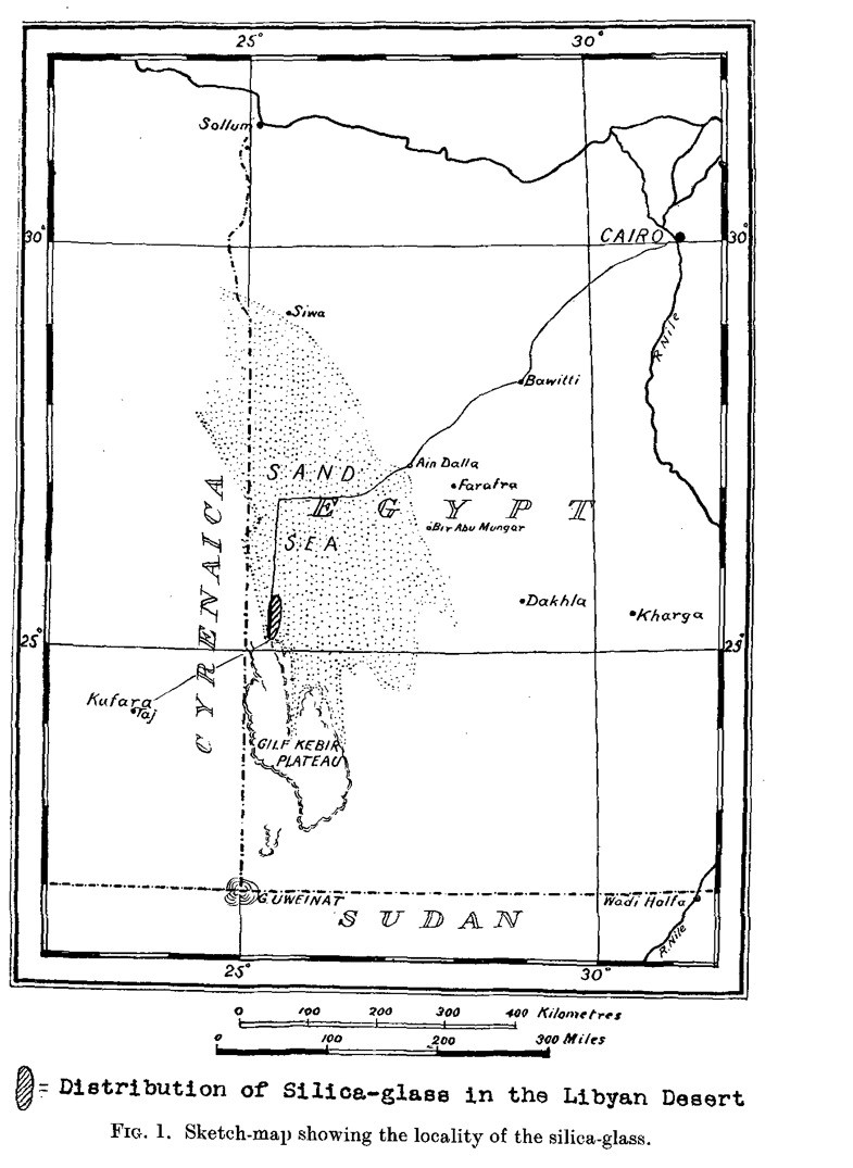A map created in 1932 by Patrick Clayton during his geological researches, which highlights the dist