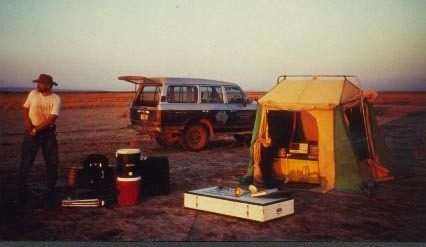 Erling Strand helps to set up an earth lights observation station in the Australian Outback before t