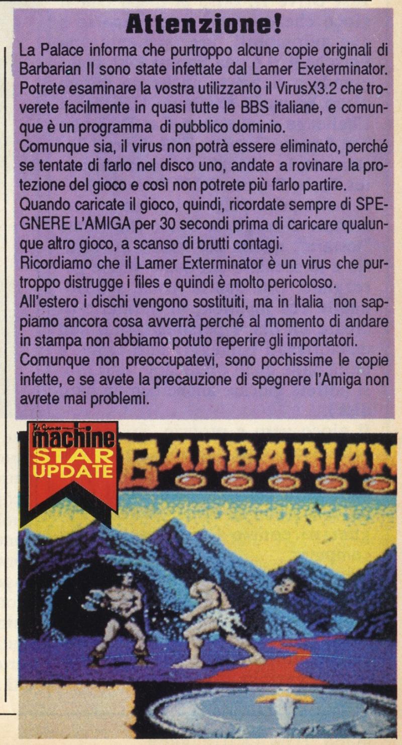 Original version of Barbarian II for Commodore Amiga was released with a virus