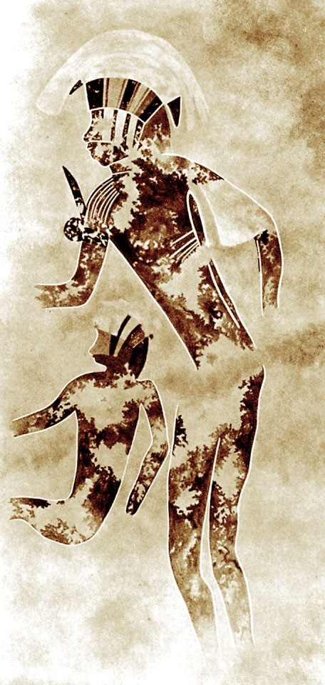 A warrior with a feathered headdress, from the Jabbaren cave paintings (c. 1500 BC)