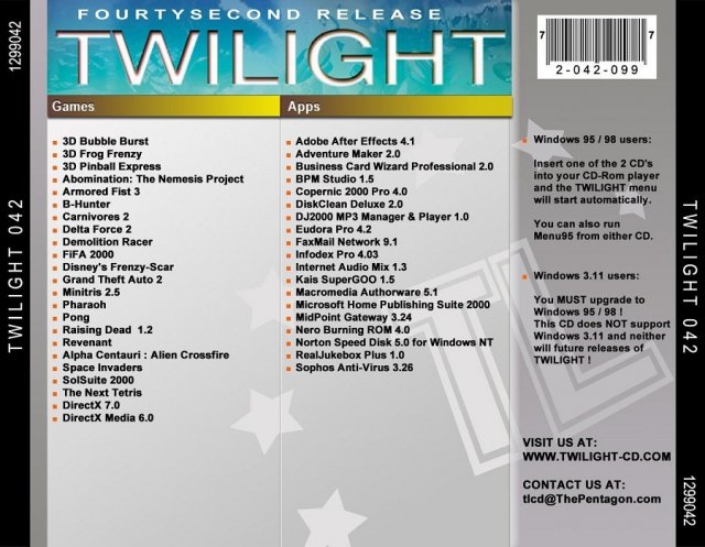 Twilight Dutch Edition - Fourtysecond Release back cover.