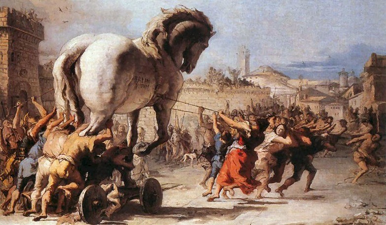 Giovanni Domenico Tiepolo - The Trojan Horse (The National Gallery, London)