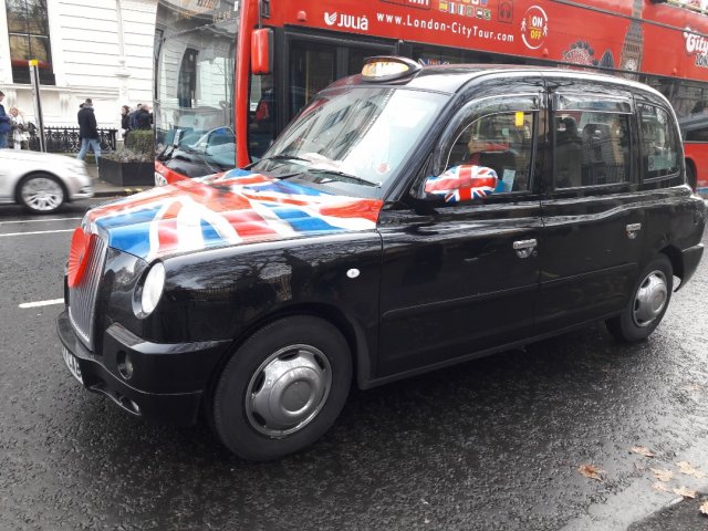 Advertising on taxis in London: Flag of the United Kingdom.