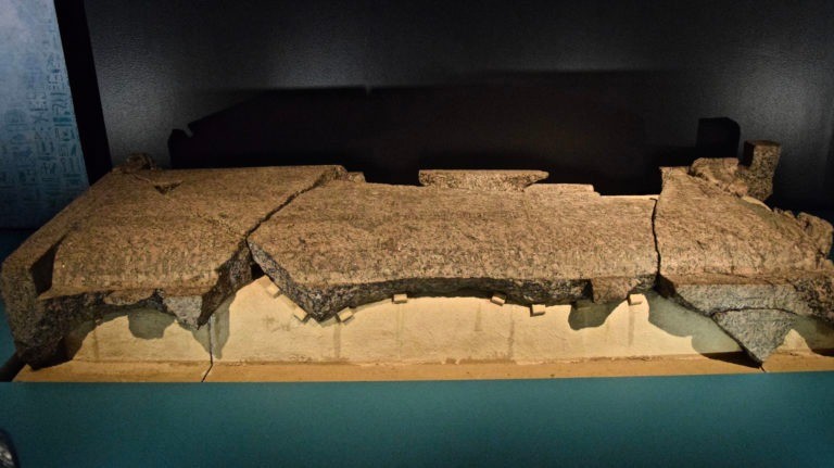 The remaining fragments of Queen Nefertari’s granite sarcophagus