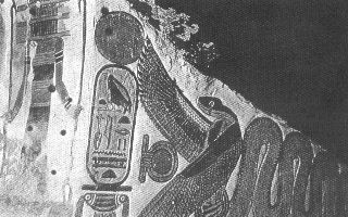 Fig. 1: The winged cobra guarding the cartouche with the name of Queen Nefertari, Valley of Queens, 