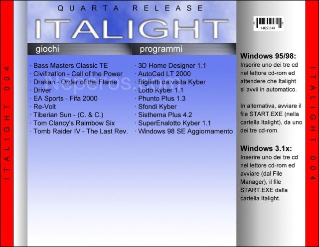 Italight quarta release back cover.