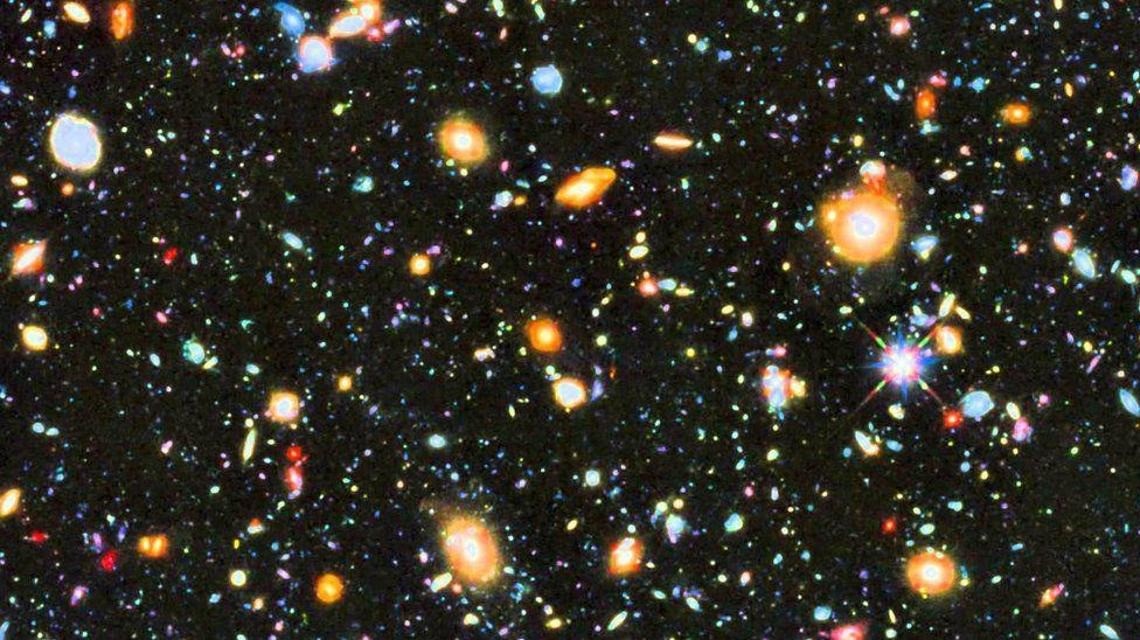 A photo taken by the Hubble Space Telescope shows that galaxies are evenly distributed in the Univer