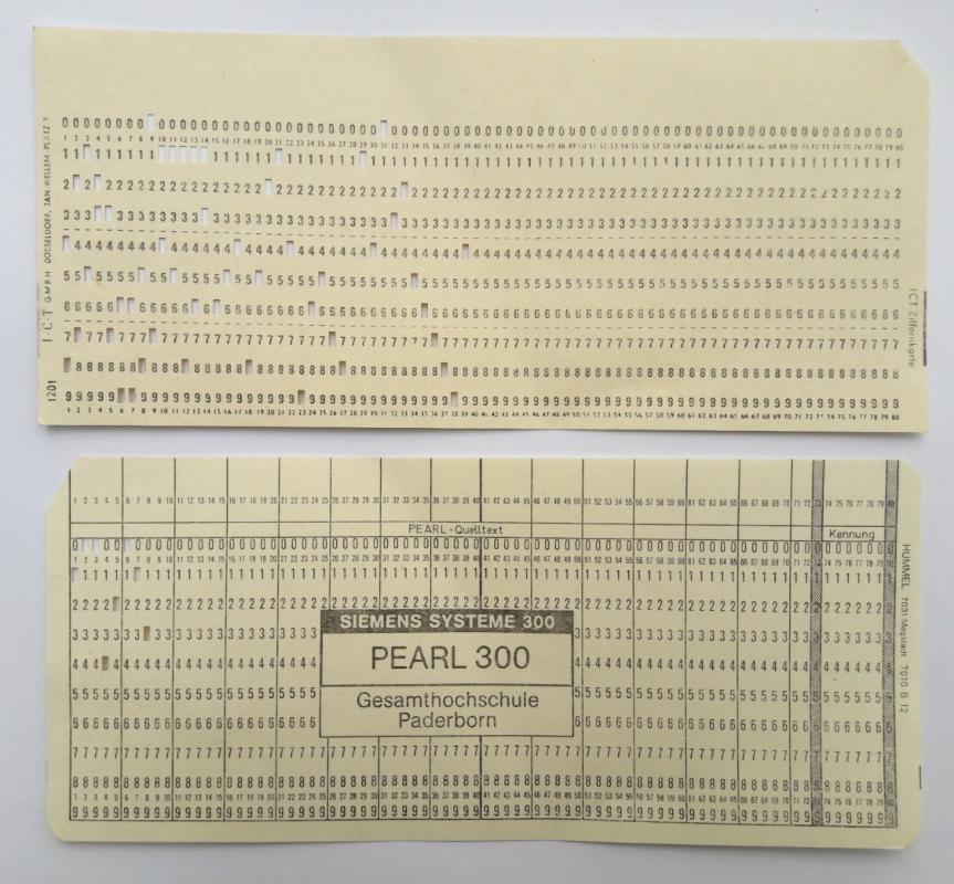 Front of two punched cards