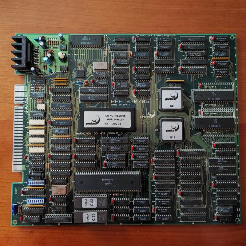 Component's side view of the jamma board World Rally