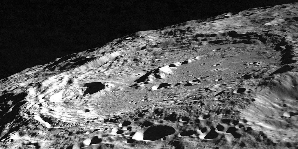 A crater on the surface of the moon